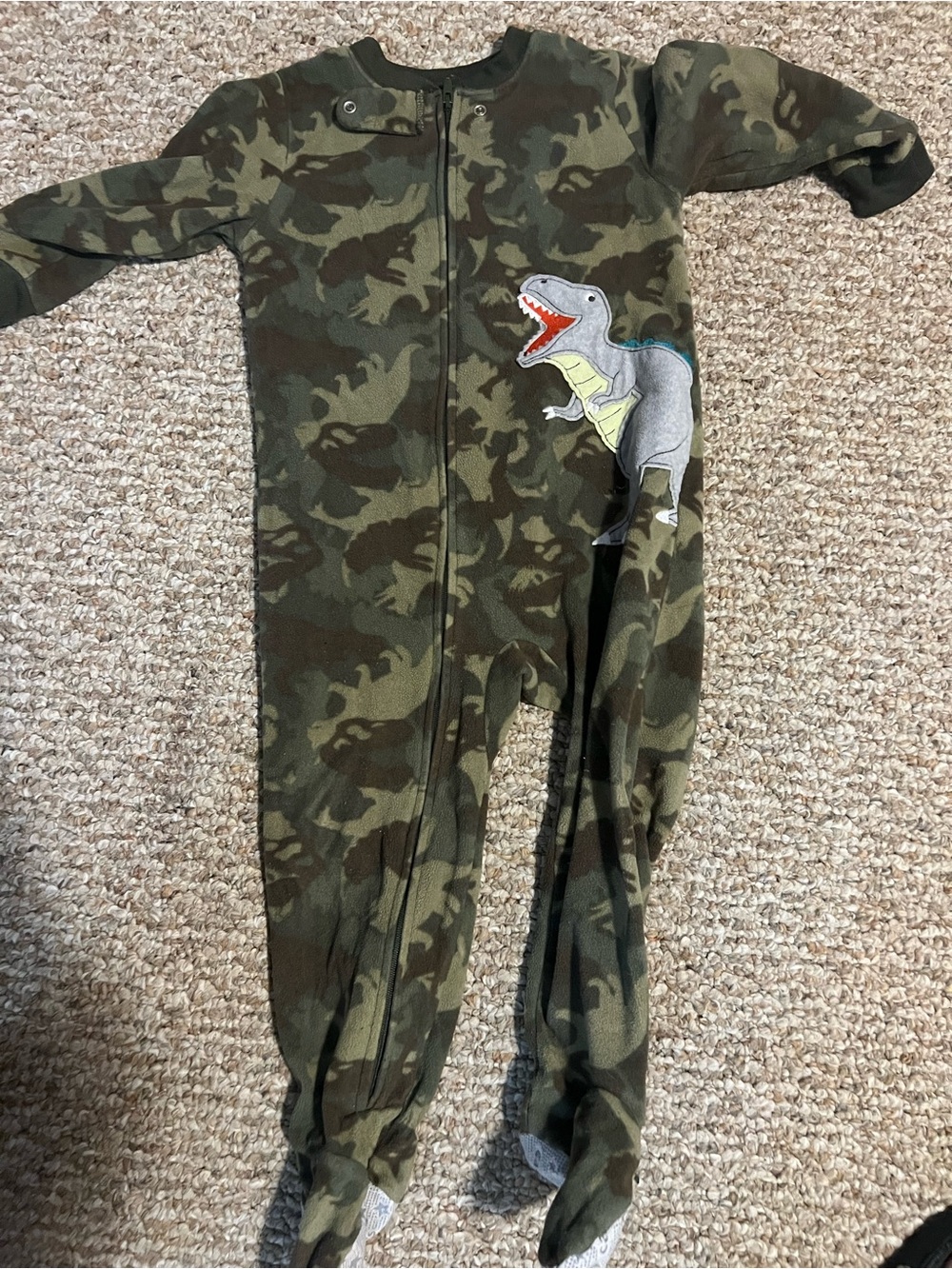 Carter's Green Camo Dino Footed Pajamas